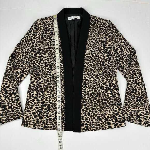 Tahari ASL Women’s Brown Animal Print Open Front Mob Wife Designer Blazer 6P/C38 - Picture 11 of 13